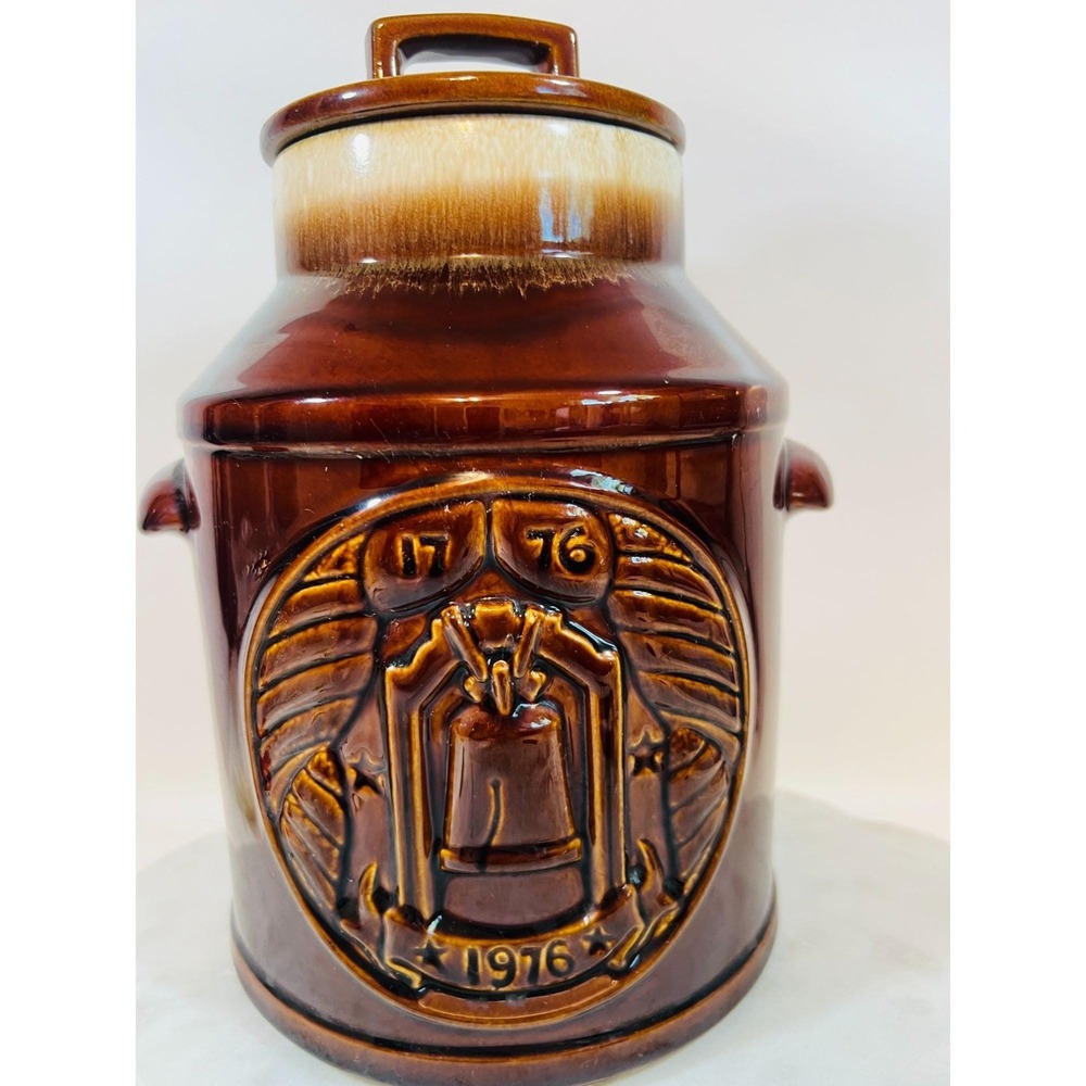 Bicentennial McCoy 1976 USA Liberty Bell Brown Ceramic Cookie Jar Patriotic USA